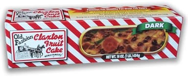Old Fashion Claxton Fruit Cake - 1 Lb. Dark Recipe - Wrapped for Freshness in our Signature Claxton Carton