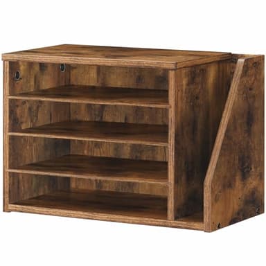 HOOBRO Mail Sorter, Literature Organizer with Adjustable Shelves, Paper Organizer for Office, Home, Wood Countertop File Holders, Mails, Magazines, Rustic Brown FG41WF01