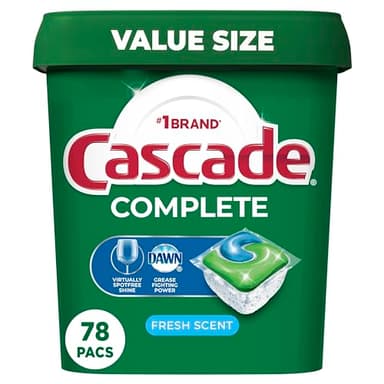 Cascade Complete Dishwasher Pods - Fresh Scent ActionPacs, Dishwasher Detergent, Dishwasher Soap, Detergent Pods, 78 Count