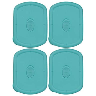 Pyrex 8212-VPC 3-Quart Vented Turquoise Food Storage Replacement Lid (4-Pack) - Made in USA