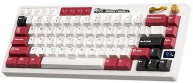 RK ROYAL KLUDGE M65 Wireless Mechanical Keyboard with Volume Knob, 60% Tri-Mode Gaming Keyboard 2.4G/BT/USB-C, Gasket Mount, Battery Display, PBT Keycaps, Hot-Swappable Cream Switch, White