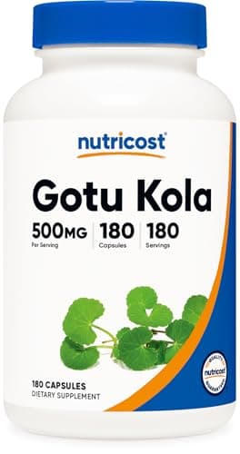 Nutricost Gotu Kola 500 MG, 180 Capsules - Vegetarian Capsules, Gluten Free, Non-GMO
