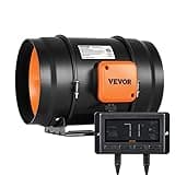 VEVOR Inline Duct Fan, 8-Inch 807 CFM with Temperature Humidity Controller, Quiet EC-Motor Ventilation Exhaust Fan for Cooling Booster, Grow Tents, Hydroponics