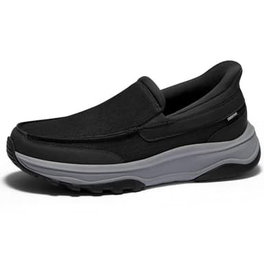 Coostar Slip On Shoes for Men Orthopedic Walking Loafers with Arch Support Canvas Shoe Casual Black Size 10