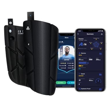 Smart Soccer Shin Guards with Performance Tracking – Monitors Speed, Distance, Power & Balance, No Subscription, Compete on Leaderboards, Bluetooth Enabled (Small)