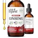 Wild & Organic Korean Red Ginseng Extract Drops - Panax Ginseng Supplement for Immune Support - Liquid Root Tincture for Overall Well-Being - Vegan, Sugar & Alcohol-Free - 2 fl oz