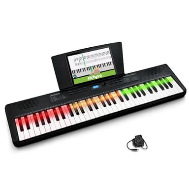 Alesis Teacher's Choice 61 Portable Keyboard Piano for Beginners with 61 Light Up Keys, 300 Sounds, Speakers, Tablet Stand and Skoove Music Lessons