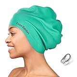 EverSport Extra Large Swim Cap for Braids and Dreadlocks, Silicone Swimming Pool Cap for Women Men Adult Long Thick Curly Hair Locs Anti Slip Ear Cover Waterproof Bathing Shower Cap Keep Hair Dry