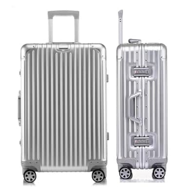 HotWay 20 Inch All Aluminum Carry On Luggage with Wheels, Hard Shell Zipperless Suitcase with TSA Locks, Silver Travel Luggage (22x14x9 Airline Approved)