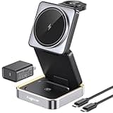 【2025 Upgraded】Wireless Charger 3 in 1, Foldable Wireless Charging Station with Night Light for Apple MagSafe Charger, Travel Magnetic Charger Stand, Nightstand Fast 15W Charging Station (20W Adapter)