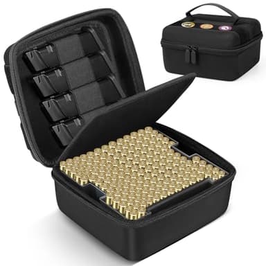 Blummy Portable Ammo Storage Case for 4 Magazines & 282 Rounds. Ammo Organiser Compatible with 9mm Luger, 380 ACP, 30 Luger, 32 S&W, 9mm Makarov. (Black)