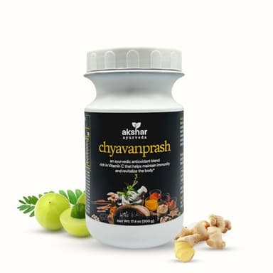 AKSHAR Ayurveda Chyavanprash Organic(17.6 oz / 500g) – Pure Ayurvedic Herbal Mix with Organic Ashwagandha, Amla (Indian Gooseberry) & Honey – Boost Immunity, Energize & Rejuvenate Naturally