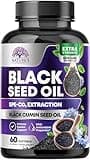 Black Seed Oil Capsules 1000mg - 100% Blackseed Oil, Skin Health & Immune Support (Vegan & Non-GMO) Amazing Extraction Above Cold Pressed, Pure Nigella Sativa Black Cumin Seed Oil - 60 Softgels
