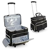 ORKELS Rolling Teacher Bag with Detachable Trolley, Wheeled Teacher Tote for 17.3'' Laptop, Books & Supplies, Spacious & Durable with Easy Maneuverability (Black)