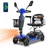 MOVEMAGIC 30 Miles Long Range 4 Wheel Electric Mobility Scooter, Foldable Travel Mobility Scooter for Adults, All Terrain Electric Scooter with Seat for Elderly, 6.2mph (Blue, 30MILES)