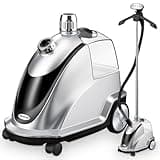 Anthter Steamer for Clothes, 1500W Powerful Standing Garment Steamer with Roll Wheels, 2.4L Water Tank for 90 Mins Continuous Steaming, 35s Fast Heat-up (Silver)