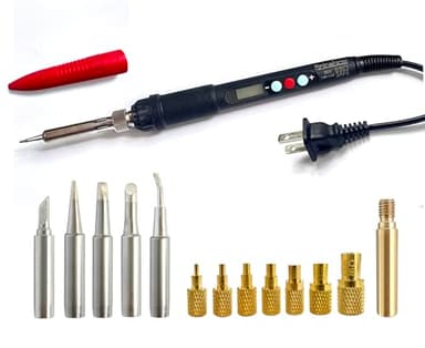 ShineNow 60W Digital Soldering Iron Heat Set Insert Tool with Extra Soldering Tips and Heat Set Insert Tips