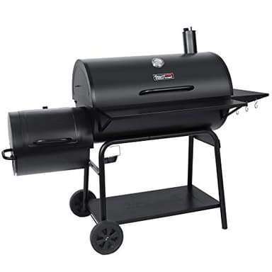 Royal Gourmet CC2036F Barrel Charcoal Grill with Offset Smoker, Outdoor BBQ Grill with 1200 Sq. In. Grilling Area for Large Event Gathering, Black