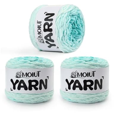 Blanket Perfect Ombre Cake Yarn - Baby Yarn for Crocheting Soft - 3 Pack of 10.6oz/300g - #6 Super Bulky - 197 Yards for Knitting, Crafts & Amigurumi, Chunky Chenille Yarn(3 Mint Glacier)