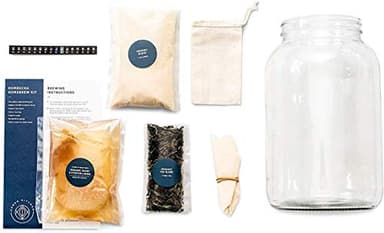 Urban Kitchen Kombucha Starter Kit – Includes Organic SCOBY, Starter Liquid, 1 Gallon Glass Jar, Temp Gauge, Tea, and Sugar