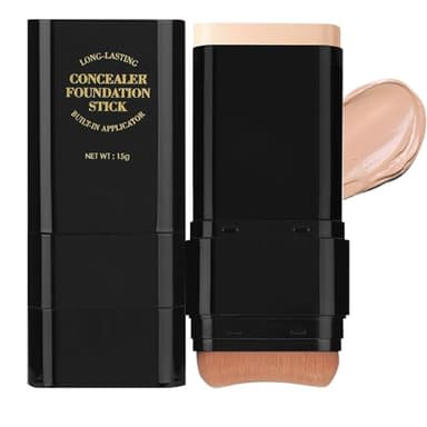 Foundation Stick,2 in 1 Dual-Ended Long-Lasting & Waterproof Concealer Korean Foundation Contour Sticks,Contouring Foundation with Brush,Full Coverage Matte Finish for Face Makeup(02NATURAL)