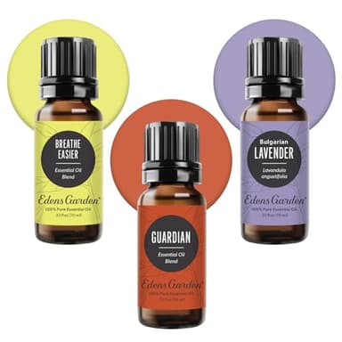 Edens Garden Essential Oils Well-Being 3 Set – 100% Pure Therapeutic Grade, Undiluted, Natural Aromatherapy for Skin, Diffusers & Home – Includes: Breathe Easier, Guardian & Lavender, 10 ml/ 3 Pack