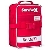 SurviveX Large First Aid Kit for Car, Travel & Home - Emergency Kit for Hiking, Camping, Backpacking and Outdoors - Includes Zip Stitch Wound Closure Strips - FSA HSA Approved