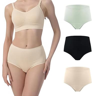 Tawyisi Incontinence Underwear for Women,6 Layer High Absorbency Leak Proof Underwear,High Waist Ladies Washable Incontinence Briefs, Postpartum, Bladder Control,3-Pack L