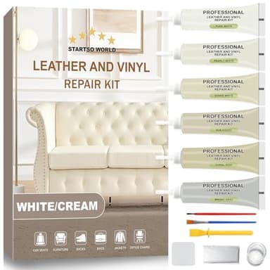 STARTSO WORLD Cream Leather Repair Kit for Furniture, Leather & Vinyl Repair kit for Car Interior, Couches, Car Seat, Jacket, Sofa, Boat or and Purse, Restores Faux, Artificial, Genuine Pleather