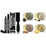 4-Tip Beard Pencil Filler for Men (2 pack) and 4 Pack Beard Balm for Men by Striking Vikings