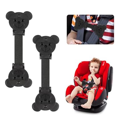 Anti Escape Strap Lock Baby Harness Chest Clip, Baby Safety Strap Prevent Children/Kids Taking Their Arms Out of High Chairs/Strollers/Baby Reins(2 Pack, Bear-Shaped)