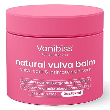 Vanibiss Natural Vulva Balm, Estrogen-Free Vaginal Moisturizer for External Use, Intimate Skin Cream for Dryness, Irritation and Itching, Daily Vulva Hydration and Menopause Comfort for Women (2 oz)