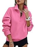 PRETTYGARDEN Womens Half Zip Oversized Sweatshirts Fleece Hoodies 2025 Trendy Long Sleeve Pullover Tops Y2k Fall Outfits (Pink,S)