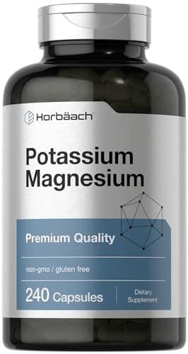 Horbäach Potassium Magnesium Supplement | 240 Capsules | Premium Quality | Non-GMO & Gluten Free