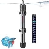HITOP 25W 50W 100W 200W 300W Adjustable Aquarium Heater, Submersible Fish Tank Heater Thermostat with Suction Cup (50W)