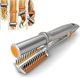 Generic 2 in 1 Hair Curler Straighter Rotating Iron for Hair Curling and Straighting, Professional Hot Brush Styler Irons Hairdressing Tool with Adjustable