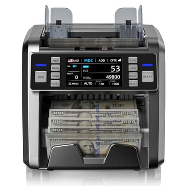 Aneken Mixed Denomination Money Counter with Counterfeit Detection, Touch Screen, and 2CIS/UV/MG/IR/DD/DBL/HLF/CHN, Value and Mixed Counting for Accurate Cash Counting