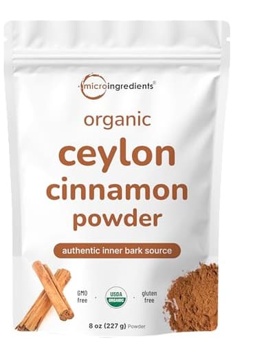 Organic Ceylon Cinnamon Powder, 8 oz | Premium Sri Lanka Source | Sweet & Earthy Flavor | Great for Baking, Cooking & Drinks | Additive Free, Non-GMO, Bulk Supply