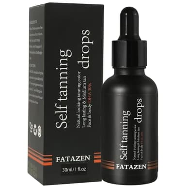 FATAZEN 30 Percent DHA Condensed Self Tanning Drops for Face & Body, Hydrating Natural Bronzing Glow Sunless Tanning Drops with Hyaluronic Acid, Streak-Free Gradual Self Tanner for Sensitive Skin