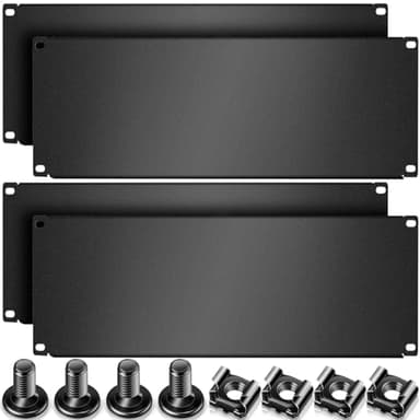 Leinuosen 4 Pcs 4U Blank Rack Mount Panel Spacer Metal Blank Panel Black Server Rack Accessories Mount Filler for 19 Inch Server Network Enclosure Cabinet Cable