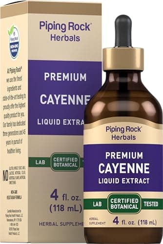 Piping Rock Cayenne Pepper Drops | 4 Fl Oz Tincture | Liquid Extract Supplement | Vegetarian, Alcohol Free | Non-GMO, Gluten Free
