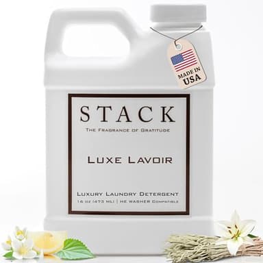 STACK Luxe Lavoir Luxury Laundry Detergent - Premium Scented Laundry Detergent for HE & Standard Washers - Infused with Lavender & Musk - Paraben & Dye Free - Gentle & Effective Cleaning - 16 oz
