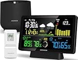 Weather Station with Rain Gauge, Home Weather Stations Wireless Indoor Outdoor with Rain Gauge, Thermometer, Barometric Pressure, Humidity Monitor, Atomic Clock, Digital Weather Forecast and Alerts
