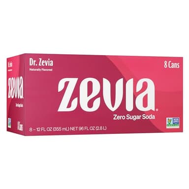 Zevia Zero Sugar Soda, Dr Zevia, 12 oz Cans (8-Pack) – Naturally Sweetened, Non-GMO Project Verified, Gluten-Free, Vegan