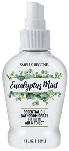 SMELLS BEGONE 4 oz Essential Oil Bathroom Spray - Instantly Eliminate Toilet & Bathroom Odors - Air Freshener Made with Essential Oils (Eucalyptus Mint)