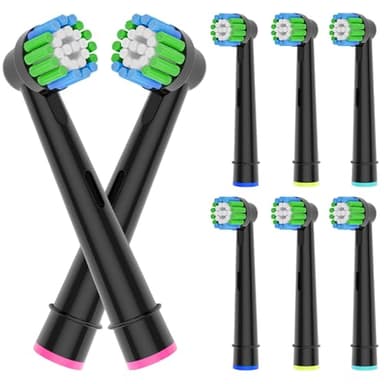 Replacement Toothbrush Heads Compatible with Braun Oral-B, 8 Pack Professional Electric Brush Heads for Oral B Replacement Heads Refill Pro100/1000/1500/4000/5000/7000/8000/9600 Etc, Black