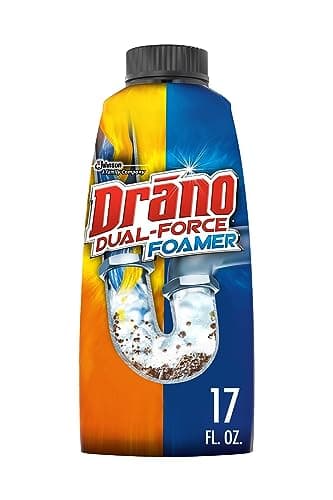 Drano Dual-Force Foamer Drain Clog Remover and Cleaner for Shower or Sink Drains, Unclogs and Removes Sources of Odor, 17 Fl Oz