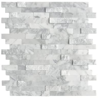 SUNWINGS 5-Sheet Peel and Stick Mosaic Natural 3D Stone Self Adhesive Marble Tiles, 11.5" x 10.7" Stick on Backsplash for Kitchen Bathroom Fireplace Vanity, Mixed Gray