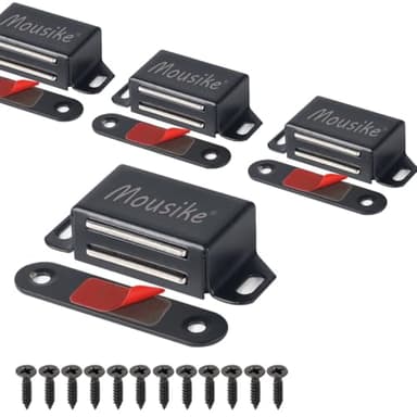 Mousike Cabinet Magnets 30lb Black Door Magnets with Strong Magnetic for Kitchen Cupboard Wardrobe Closet Cabinet Door Drawer Latch 4 Pack