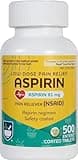 Rite Aid Aspirin Enteric Tablets - 81 mg Aspirin - 500 Count - Low-Dose for Headache Relief - Safety Coated - Migraine Medicine - Pain Relief